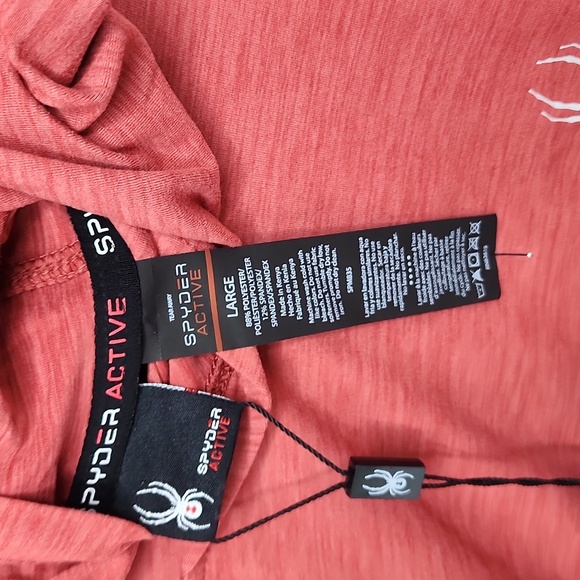 SPYDER ACTIVE MEN'S LARGE TSHIRT WITH HOODIE, RED COLOR - Picture 9 of 13